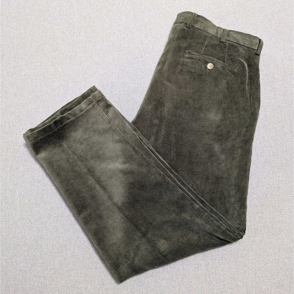 Peter Millar Men's Olive Green Corduroy Pants 34x30 Nanoluxe Stretch Office